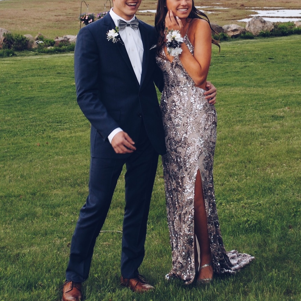 sequined prom dress
